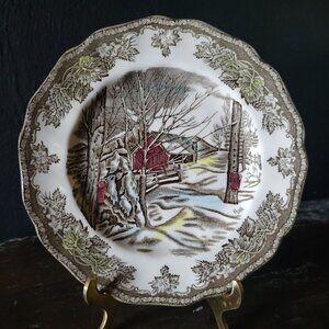 Vintage Johnson Brothers The Friendly Village Bread Plate "Sugar Maples" Scene